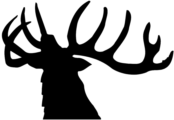 Deer with large rack of antlers vinyl sticker. Customize on line.  Hunting 054-0145